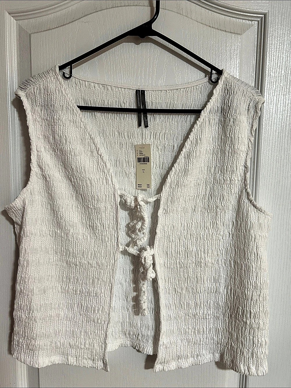 Anthropologie By Anthropologie front tie Vest Textured Sleeveless Blouse L